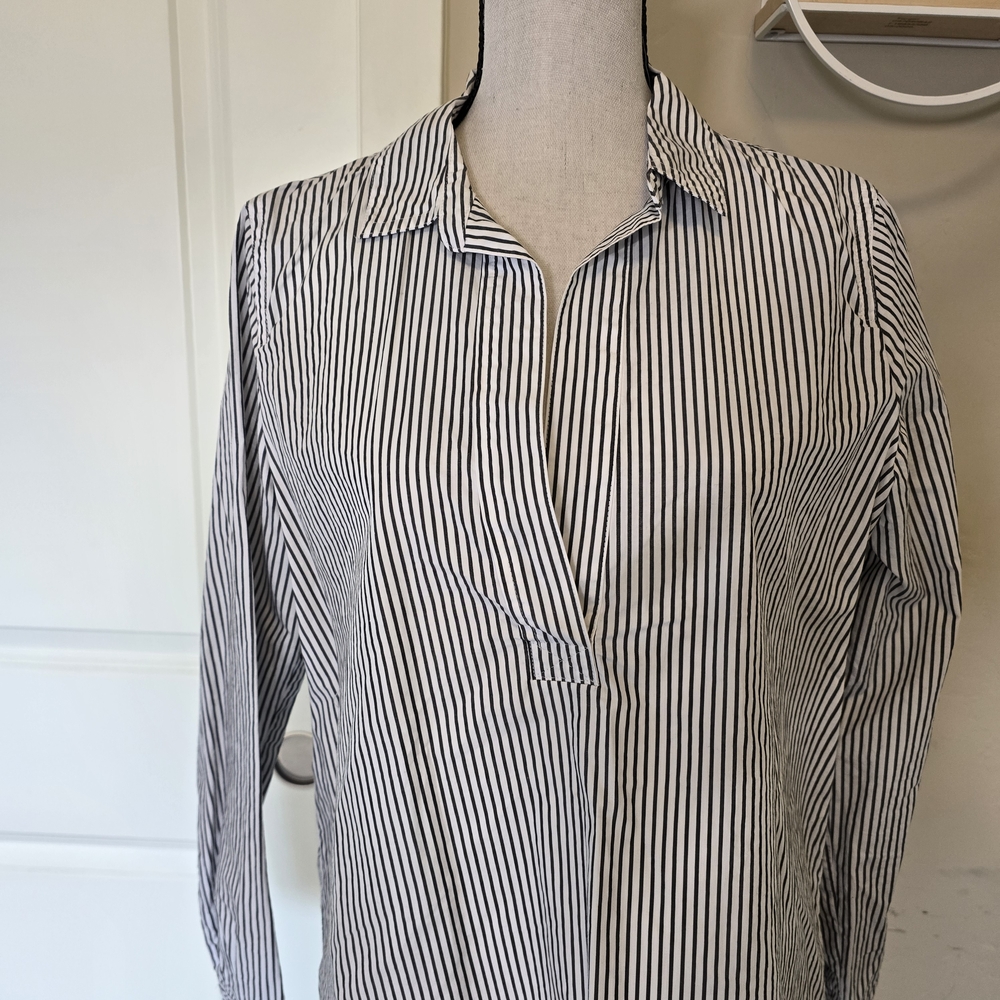 J. Crew Grey Striped Cotton Pullover Tunic Size Womans Small Coastal Nautical